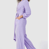 Closet London Purple Wrap Wide Leg Jumpsuit