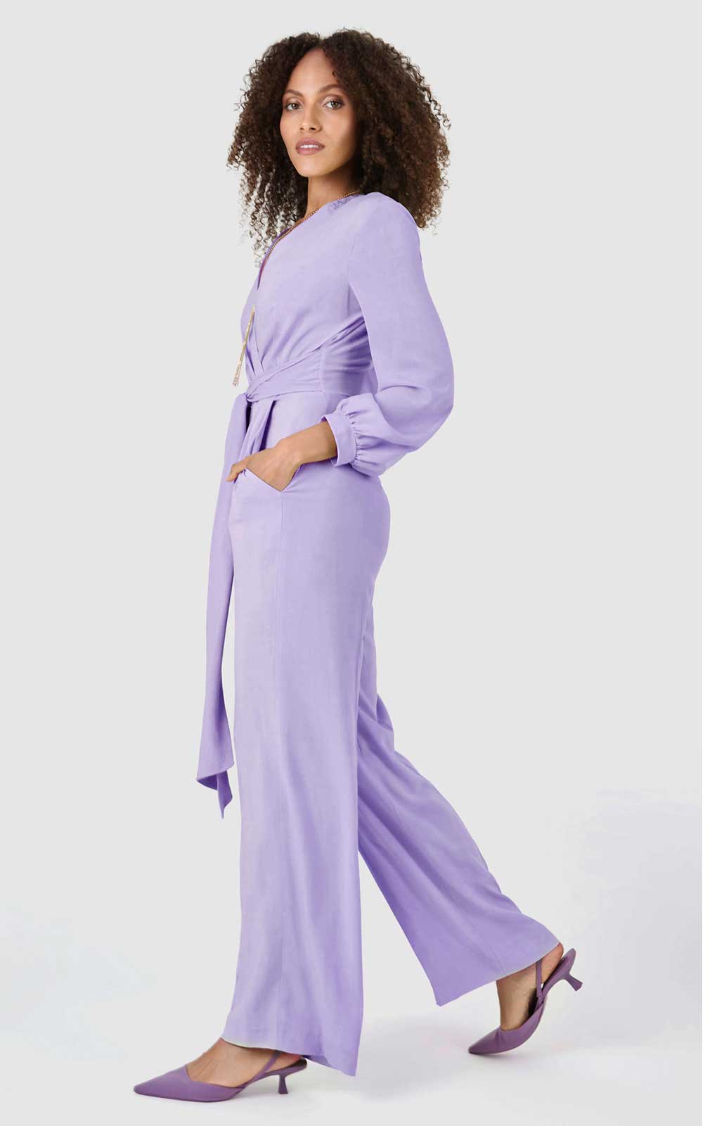 Closet London Purple Wrap Wide Leg Jumpsuit product image