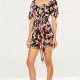 Talulah Black Floral Wrap Mini Dress