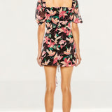 Talulah Black Floral Wrap Mini Dress
