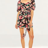 Talulah Black Floral Wrap Mini Dress