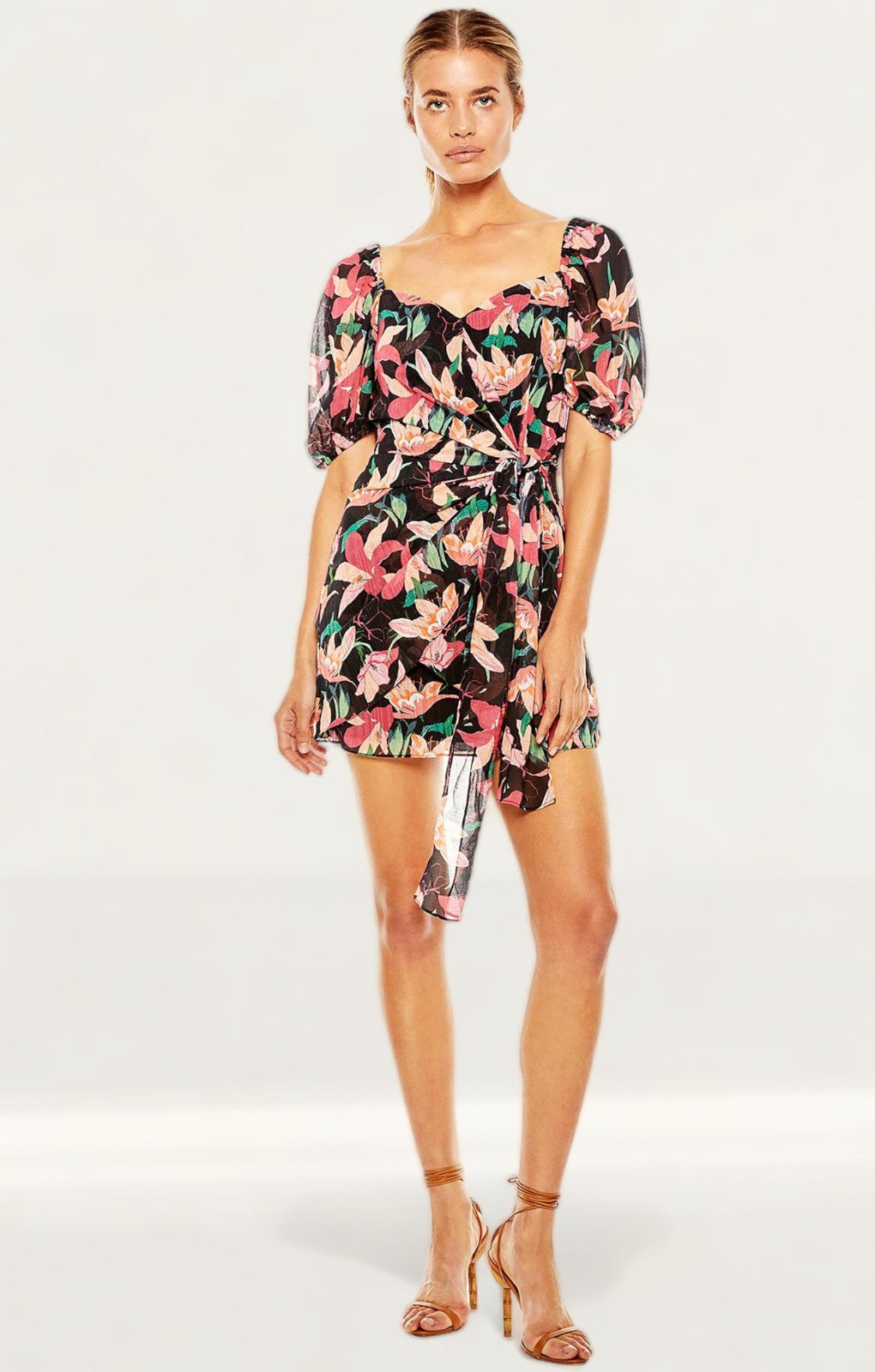 Talulah Black Floral Wrap Mini Dress
