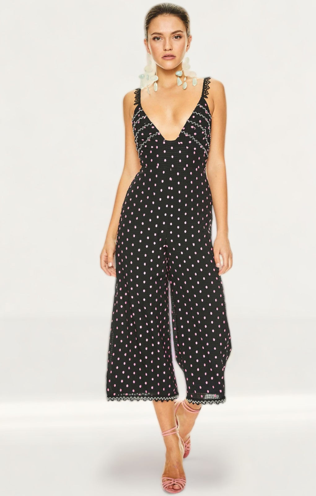 Talulah Black Lilac Spot All Night Long Jumpsuit