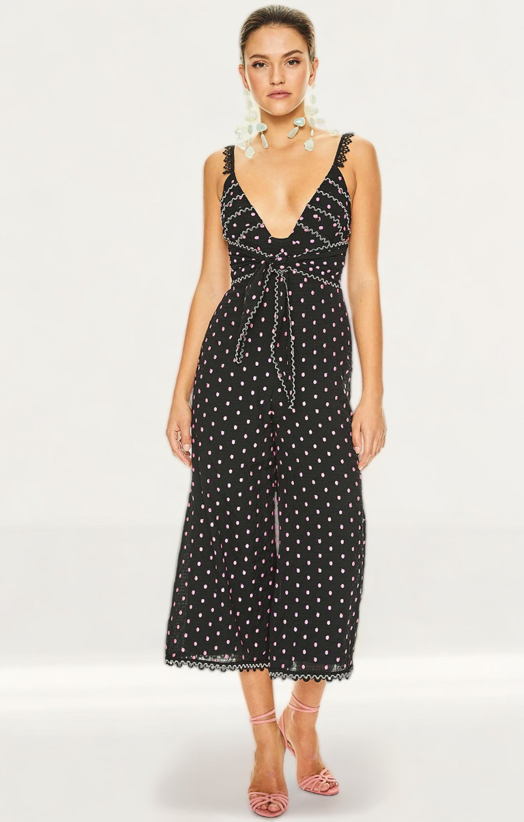 Talulah Black Lilac Spot All Night Long Jumpsuit