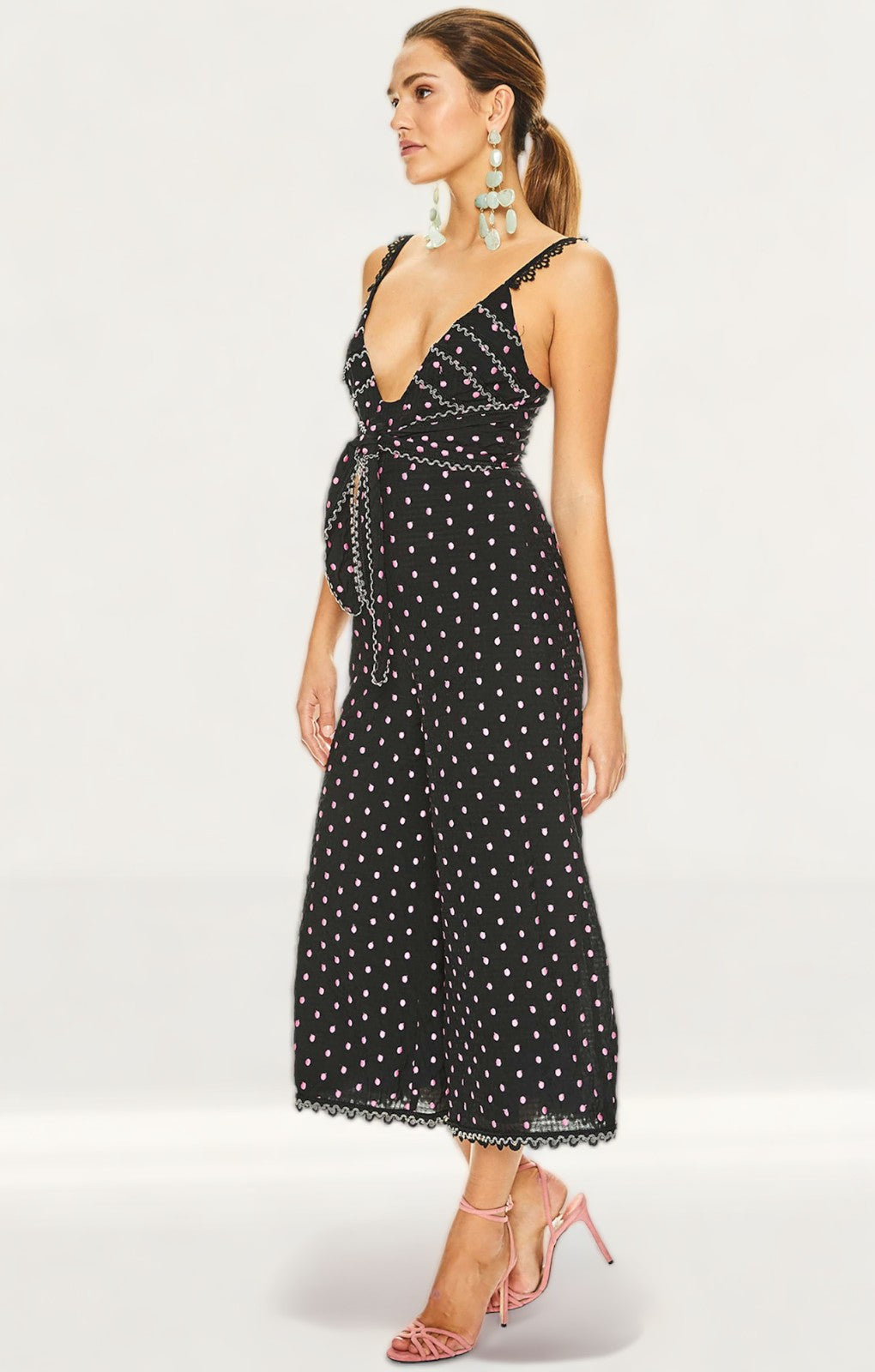 Talulah Black Lilac Spot All Night Long Jumpsuit