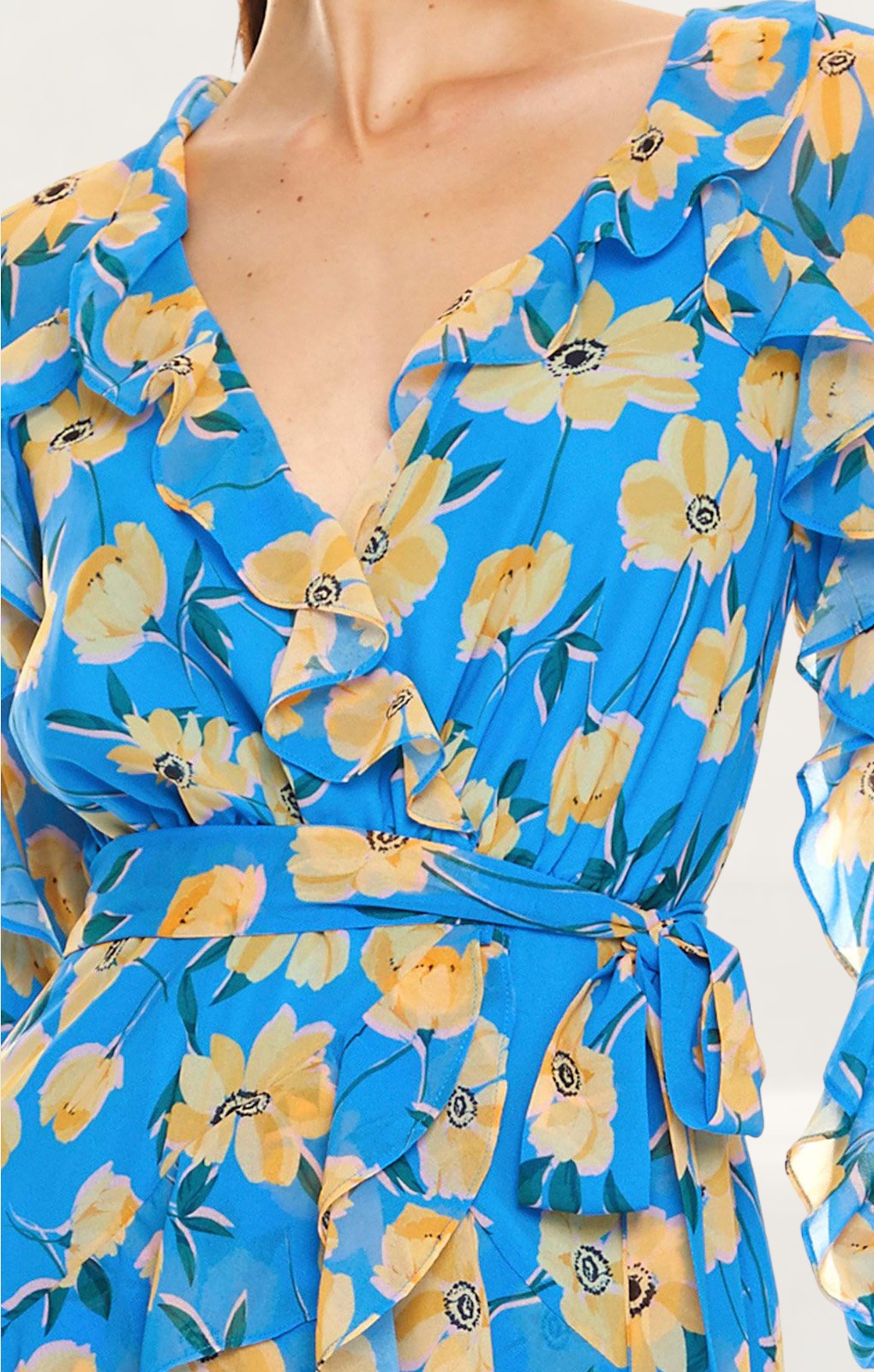 Talulah Blue Floral Wrap Mini Dress