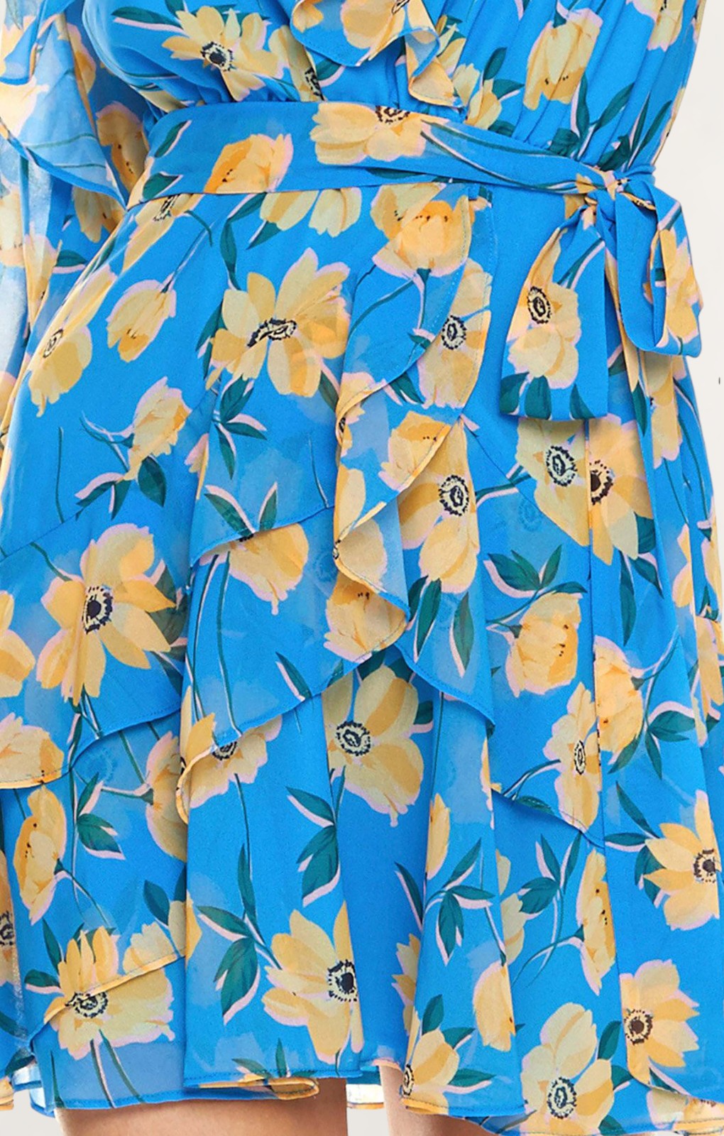 Talulah Blue Floral Wrap Mini Dress