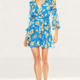 Talulah Blue Floral Wrap Mini Dress