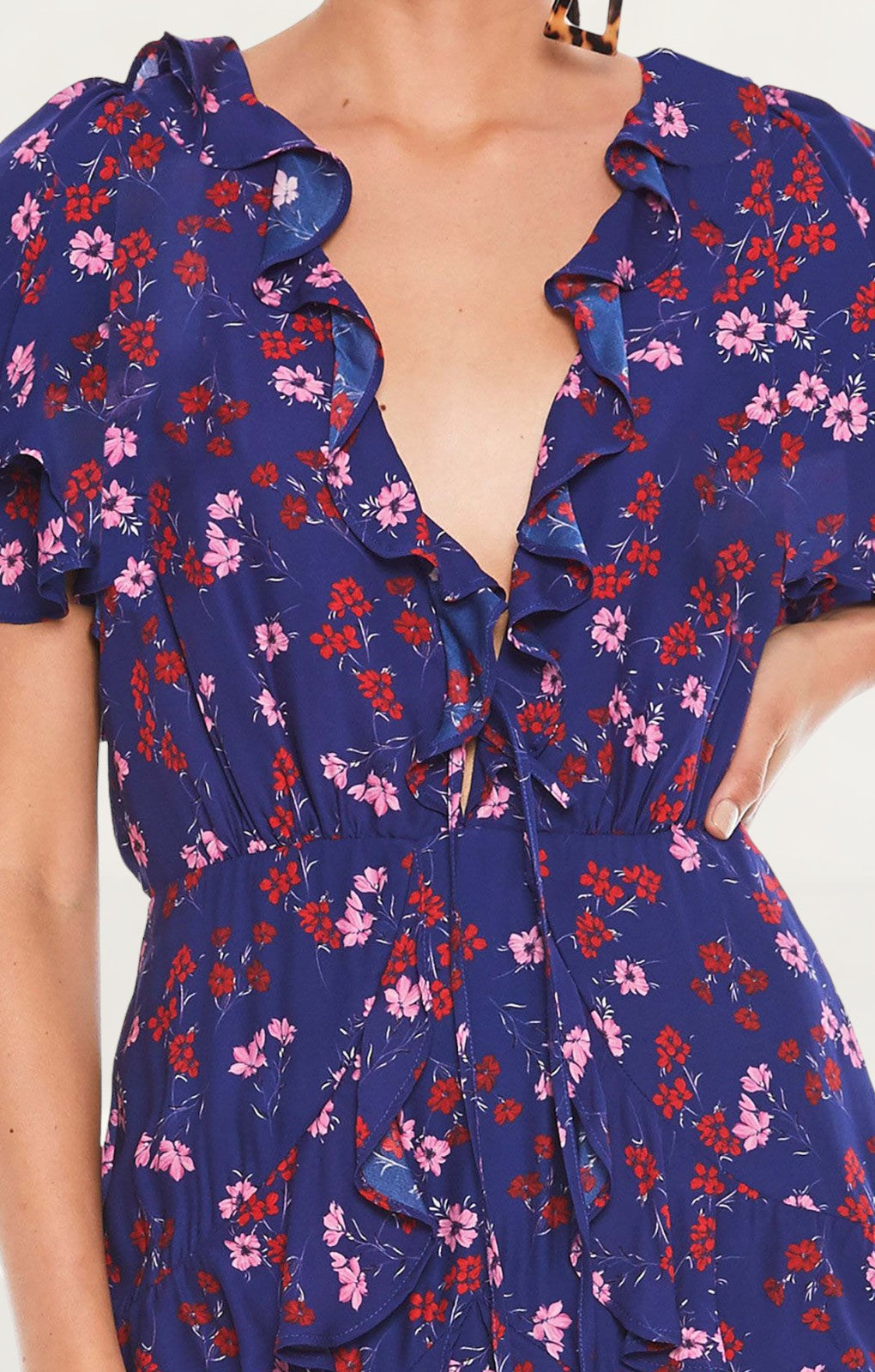 Talulah Floral Ruffle Midi Dress
