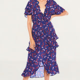 Talulah Floral Ruffle Midi Dress