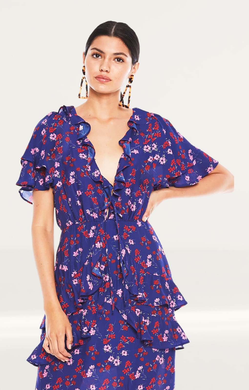 Talulah Floral Ruffle Midi Dress