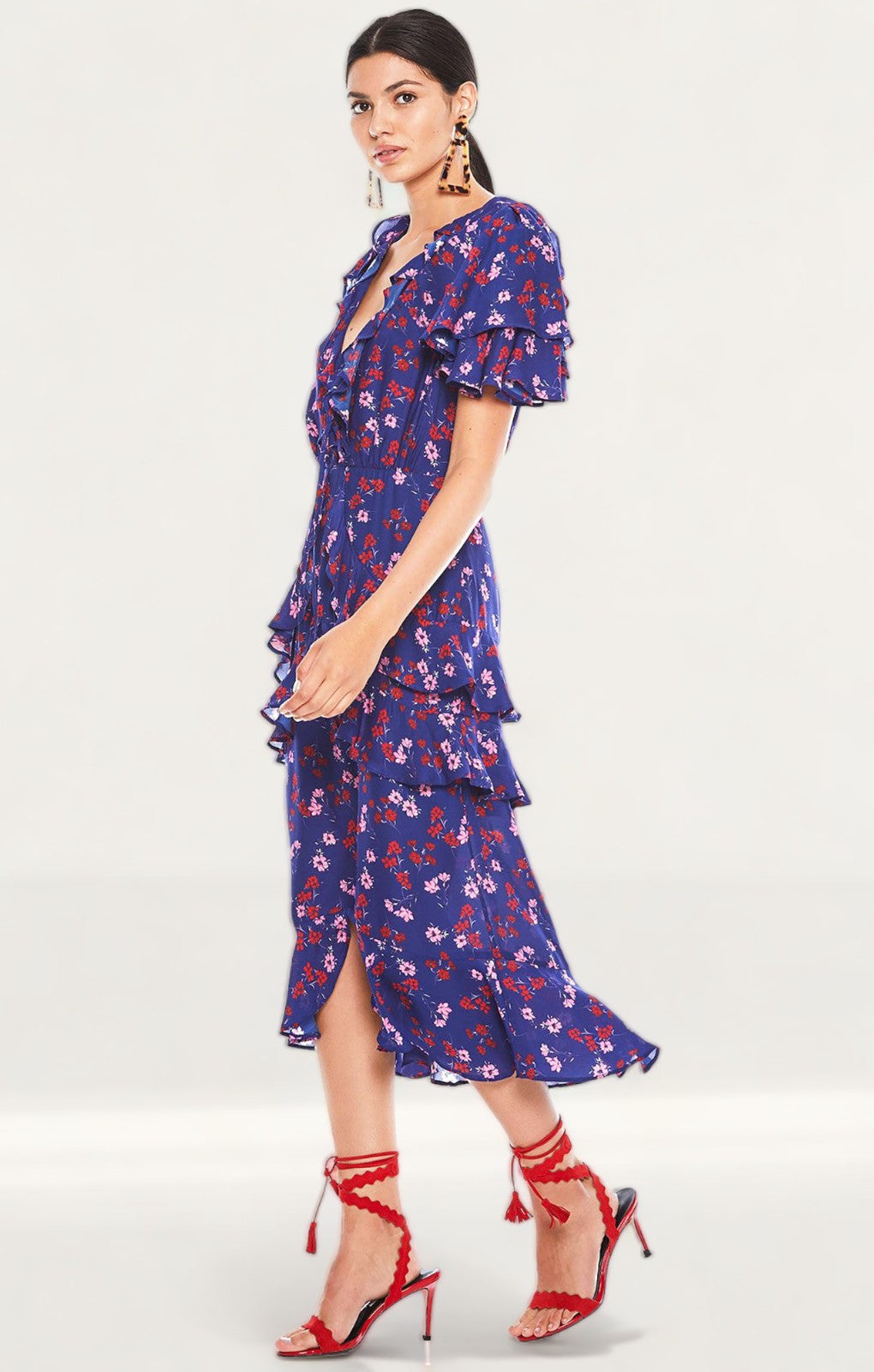 Talulah Floral Ruffle Midi Dress