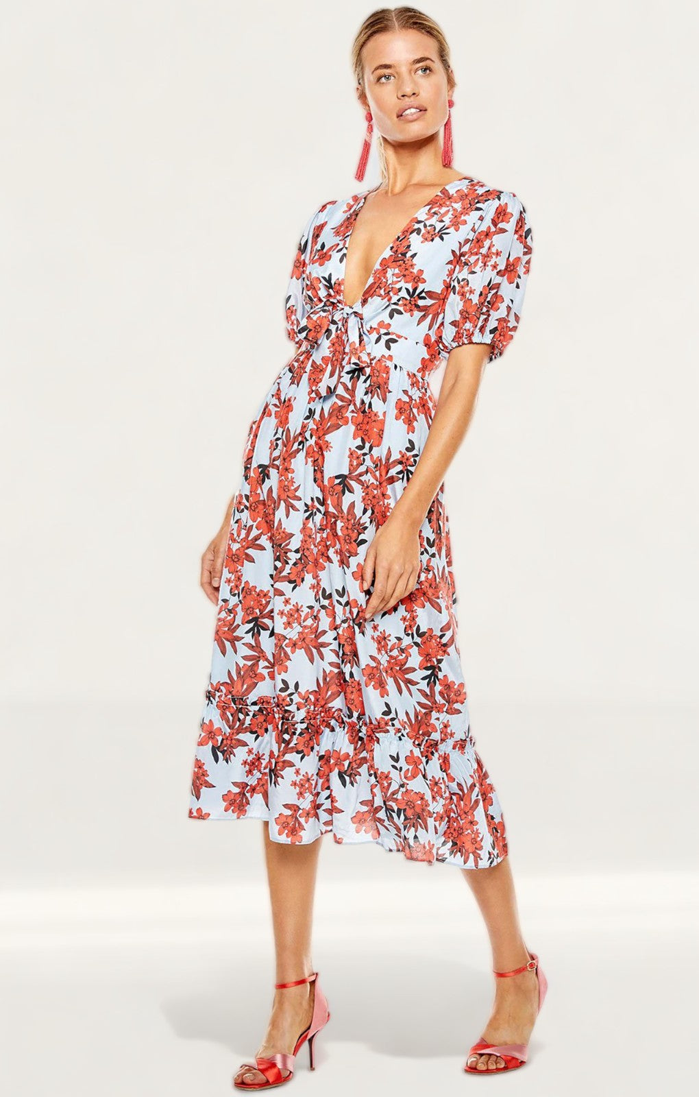 Talulah Red Floral Midi Dress