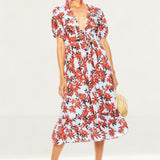 Talulah Red Floral Midi Dress