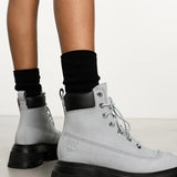 Timberland Sky 6 Inch Chunky Platform Boots In Grey Nubuck Leather