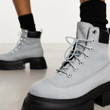 Timberland Sky 6 Inch Chunky Platform Boots In Grey Nubuck Leather
