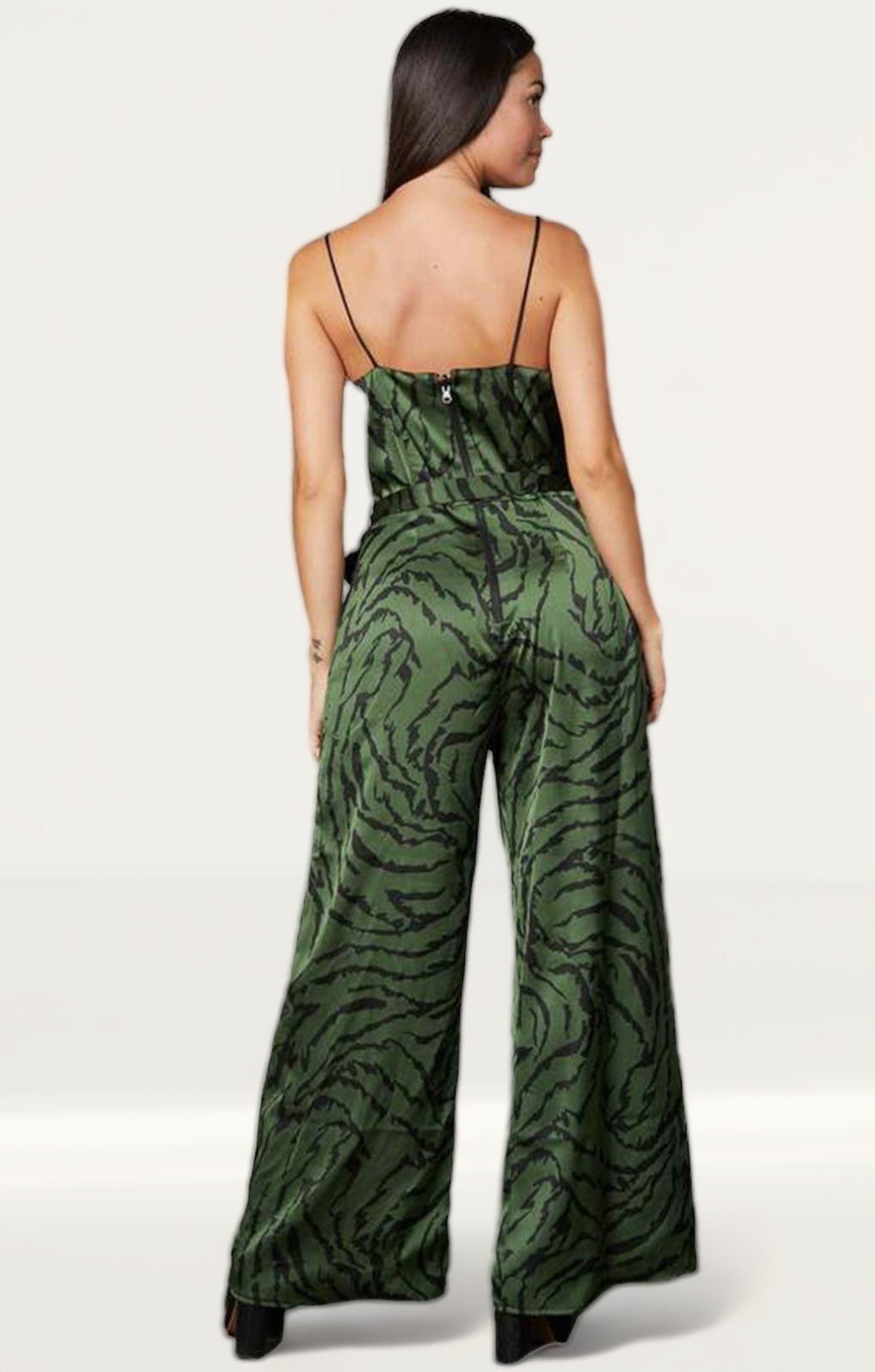 Timeless London Green Zebra Print Jumpsuit