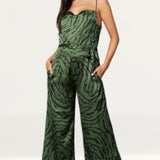Timeless London Green Zebra Print Jumpsuit