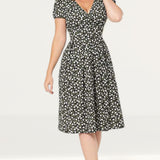 Timeless London Monochrome Floral Wrap Emani Midi Dress