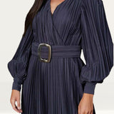 Timeless London Navy Pleated Grace Mini Dress