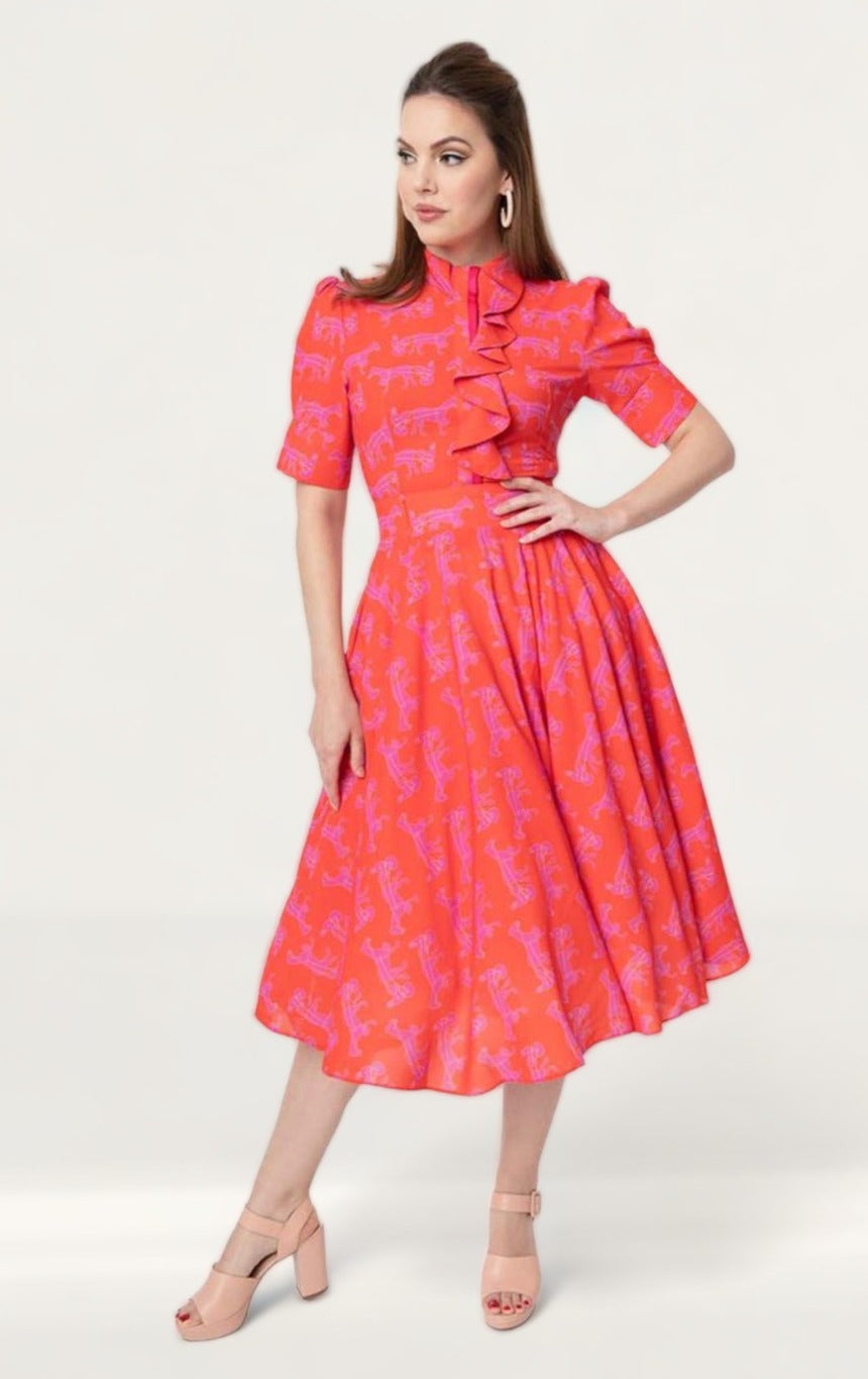 Timeless London Pink Horse Print Hope Midi Dress