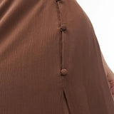Topshop Button Split Midi Skirt In Chocolate