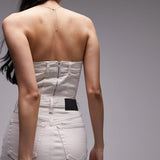 Topshop Denim Corset In White