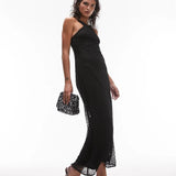 Topshop Cross Front Midi Dress In Black