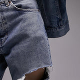 Topshop Dad Mid Rise Straight Jean With Side Rip In Bleach