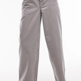 Topshop Deconstructed Boxer Short Insert Washed Wide Leg Trouser In Grey