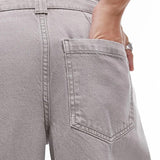 Topshop Deconstructed Boxer Short Insert Washed Wide Leg Trouser In Grey
