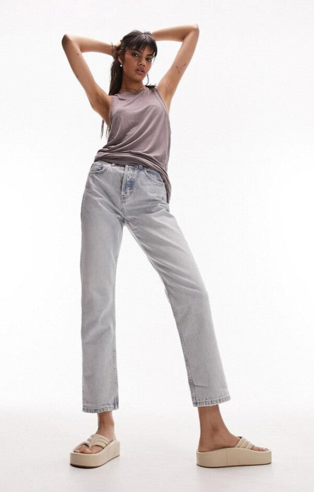 Topshop Editor Jeans In Bleach Wash