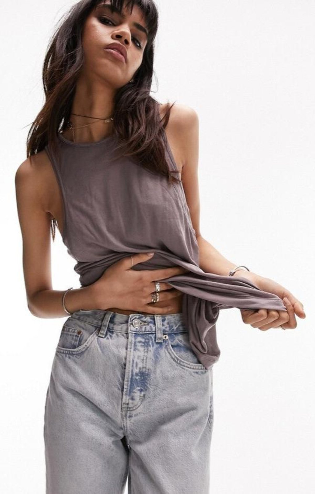 Topshop Editor Jeans In Bleach Wash