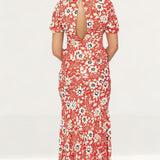 Topshop Red Floral Print Midi Dress product image
