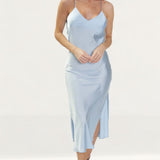 Topshop Light Blue Cowl Back Satin Slip Dress product image