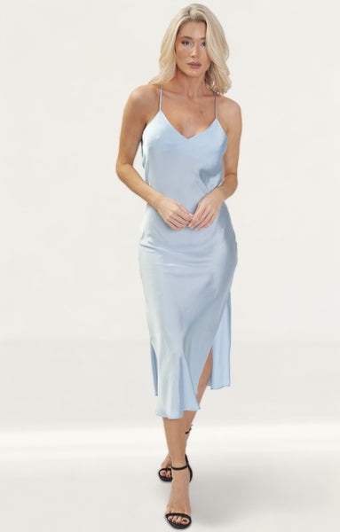 Rent Topshop Light Blue Cowl Back Satin Slip Dress | Hirestreet Rent Topshop Light Blue Cowl Back Satin Slip Dress | Hirestreet