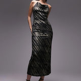 Topshop Metallic Animal Devore Midi Slip In Multi