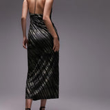 Topshop Metallic Animal Devore Midi Slip In Multi