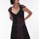 Topshop Mix And Match Lace Cap Sleeve Jersey Mini Dress In Multi