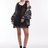 Topshop Mix And Match Lace Cap Sleeve Jersey Mini Dress In Multi