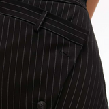 Topshop Wrap Tailored Mini Skirt In Mono Pinstripe