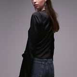 Topshop Ring Detail Top In Black
