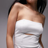 Topshop Structured Cut Out Bandeau Midi Dress In Ivory