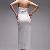 Topshop Structured Cut Out Bandeau Midi Dress In Ivory