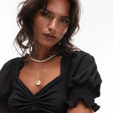 Topshop Textured Jersey Tea Dress With Back Detail In Black
