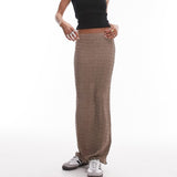 Topshop Textured Maxi Skirt In Taupe