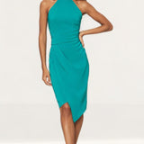Lipsy Turquoise Halter Neck Asymmetric Bodycon Dress product image
