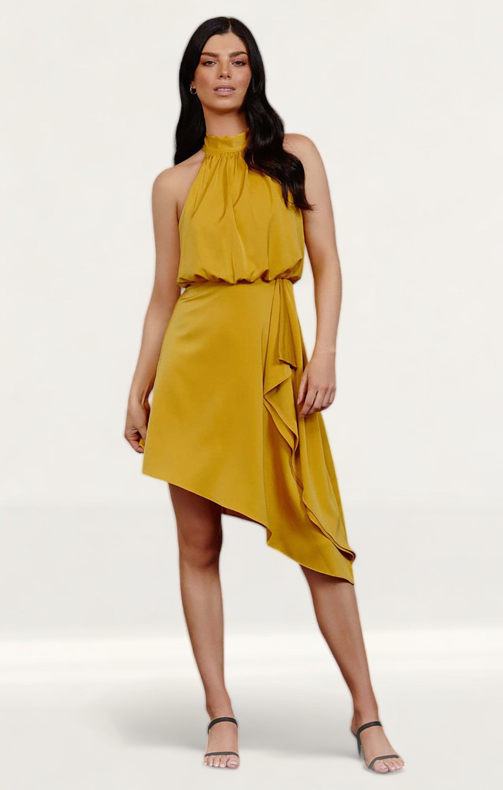 TwoSisters The Label Sienna Yellow Satin Midi Dress