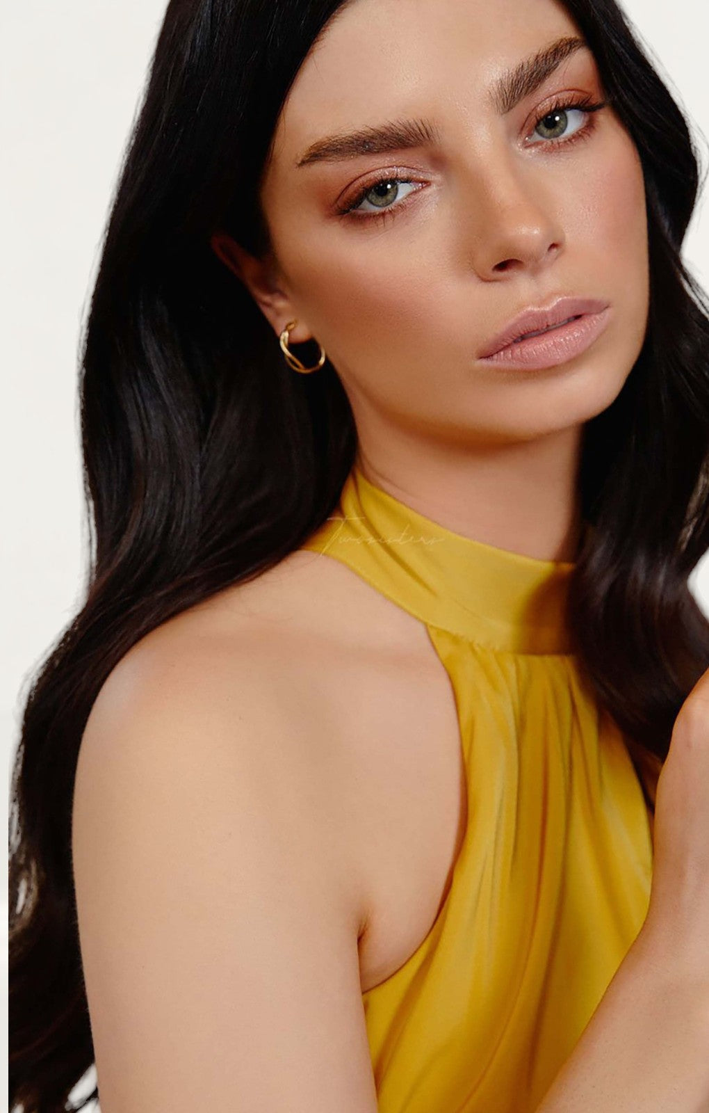 TwoSisters The Label Sienna Yellow Satin Midi Dress