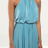 TwoSisters The Label Kat Teal Satin Midi Dress